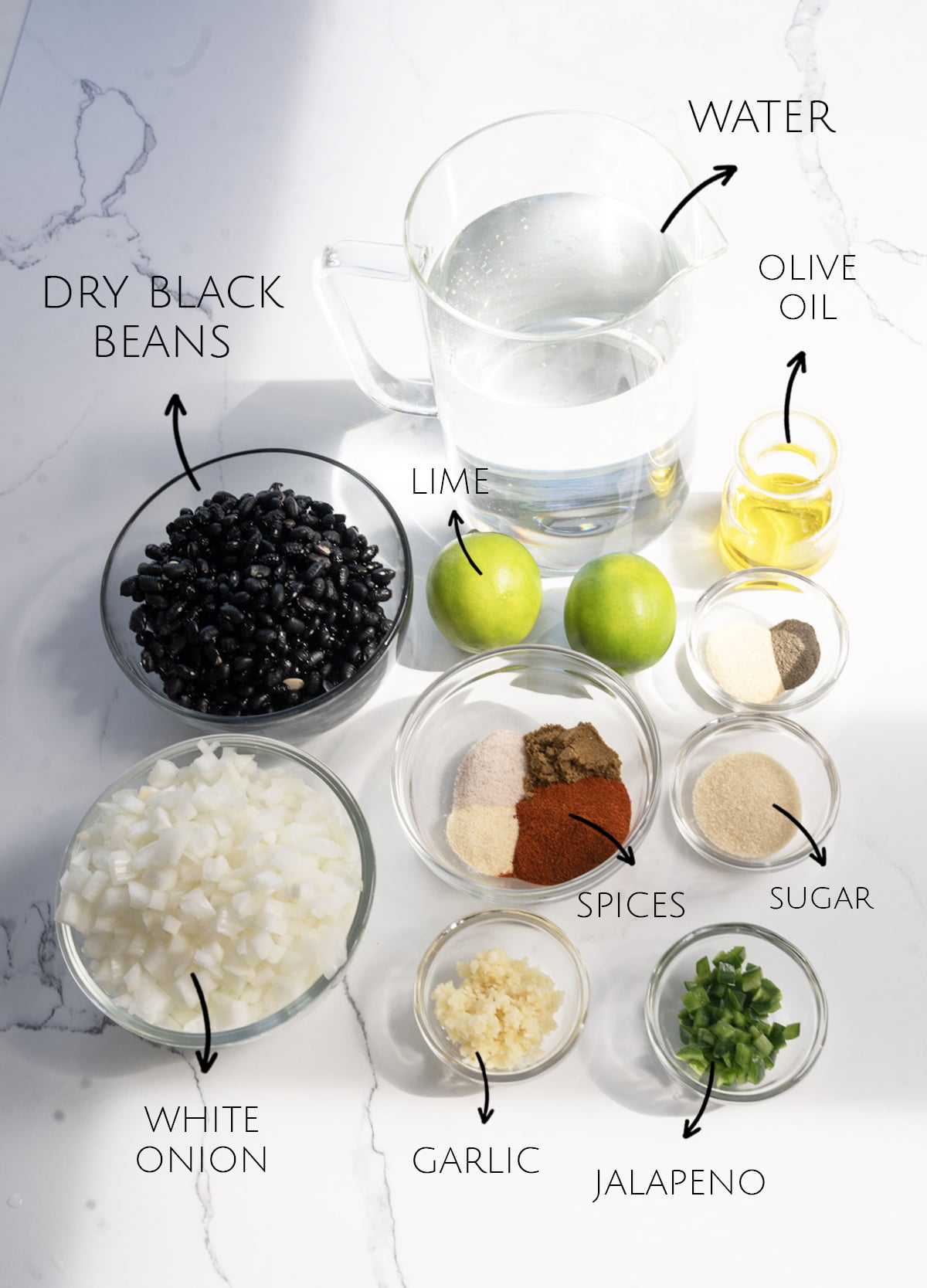 Vegan Mexican black bean stew ingredients